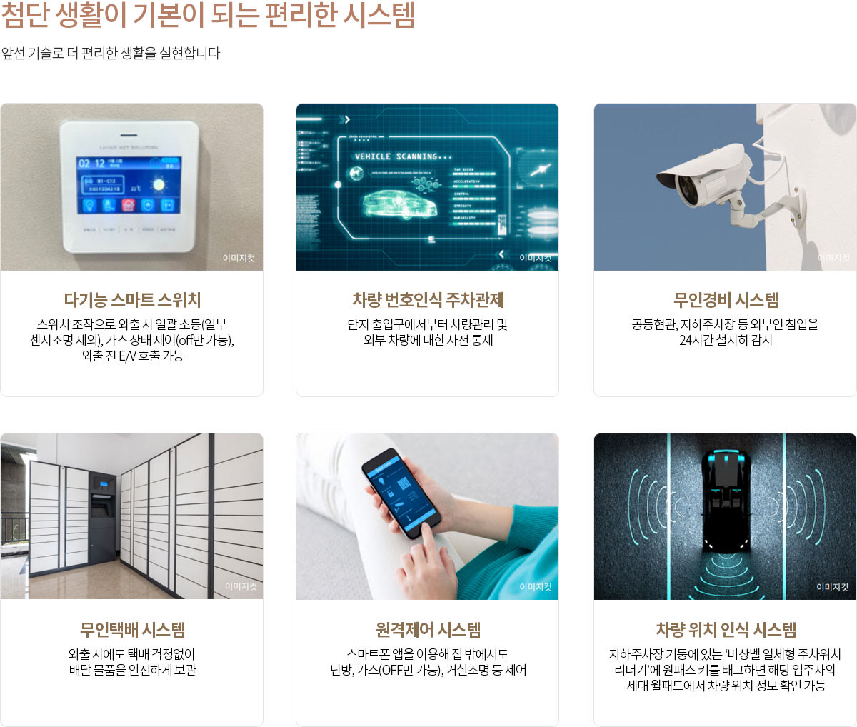 북수원이목지구 디에트르 더 리체 첨단 생활이 기본이 되는 편리한 시스템 — 다기능 스마트 스위치·차량 번호인식 주차관제·무인경비·무인택배·원격제어·차량 위치 인식 시스템